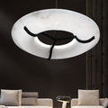 Maxine Modern Round Alabaster Dining Room Chandelier Chandelier Riviko 23.6" D