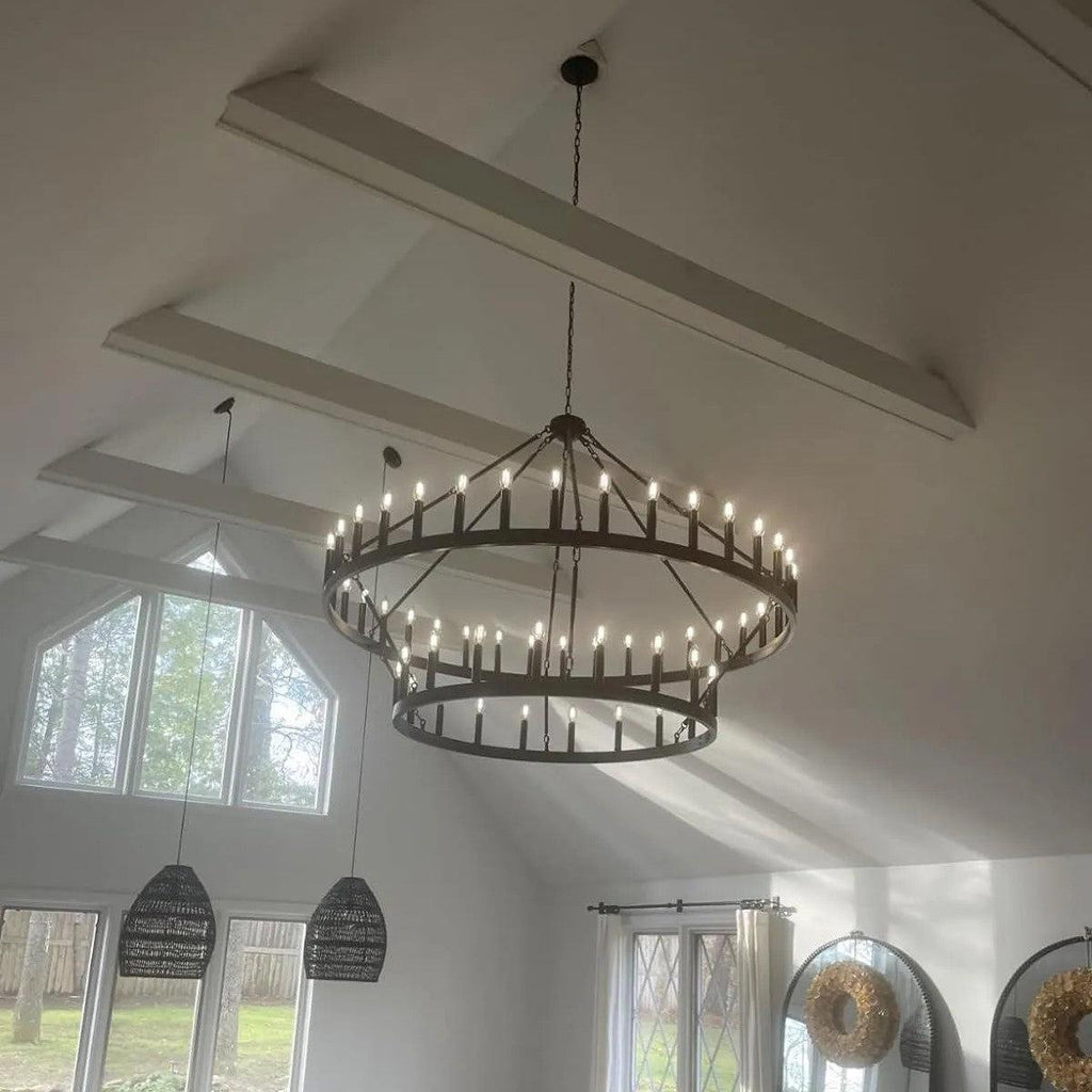 Celestine Vintage Filament Two-Tier Round Chandelier 38"