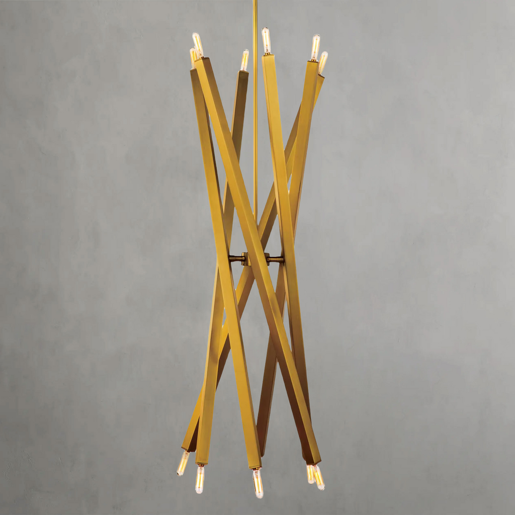 Riviko Kinetic Brass 12-Light Chandelier - Background Shot