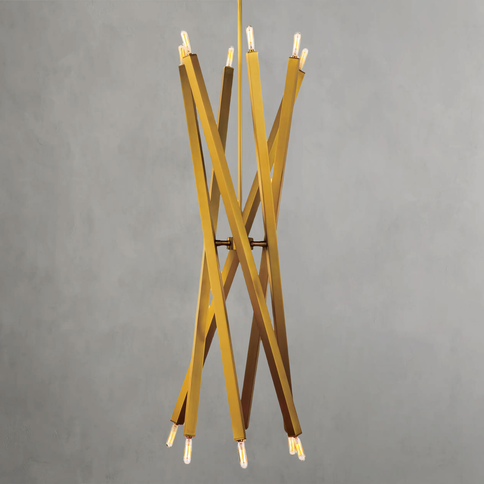Riviko Kinetic Brass 12-Light Chandelier - Background Shot