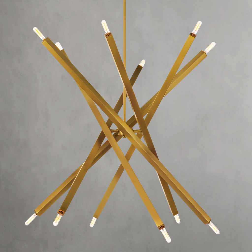 Riviko Kinetic Brass 12-Light Chandelier - Background Shot