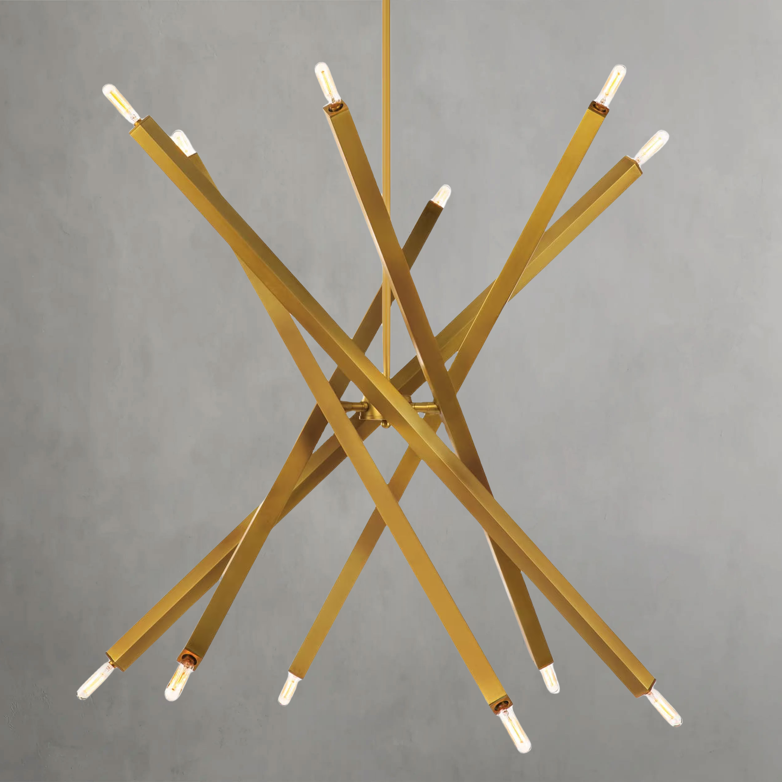 Riviko Kinetic Brass 12-Light Chandelier - Background Shot