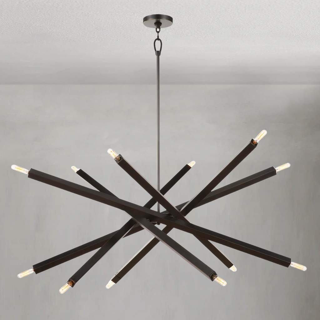 Riviko Kinetic Brass 12-Light Chandelier - Background Shot