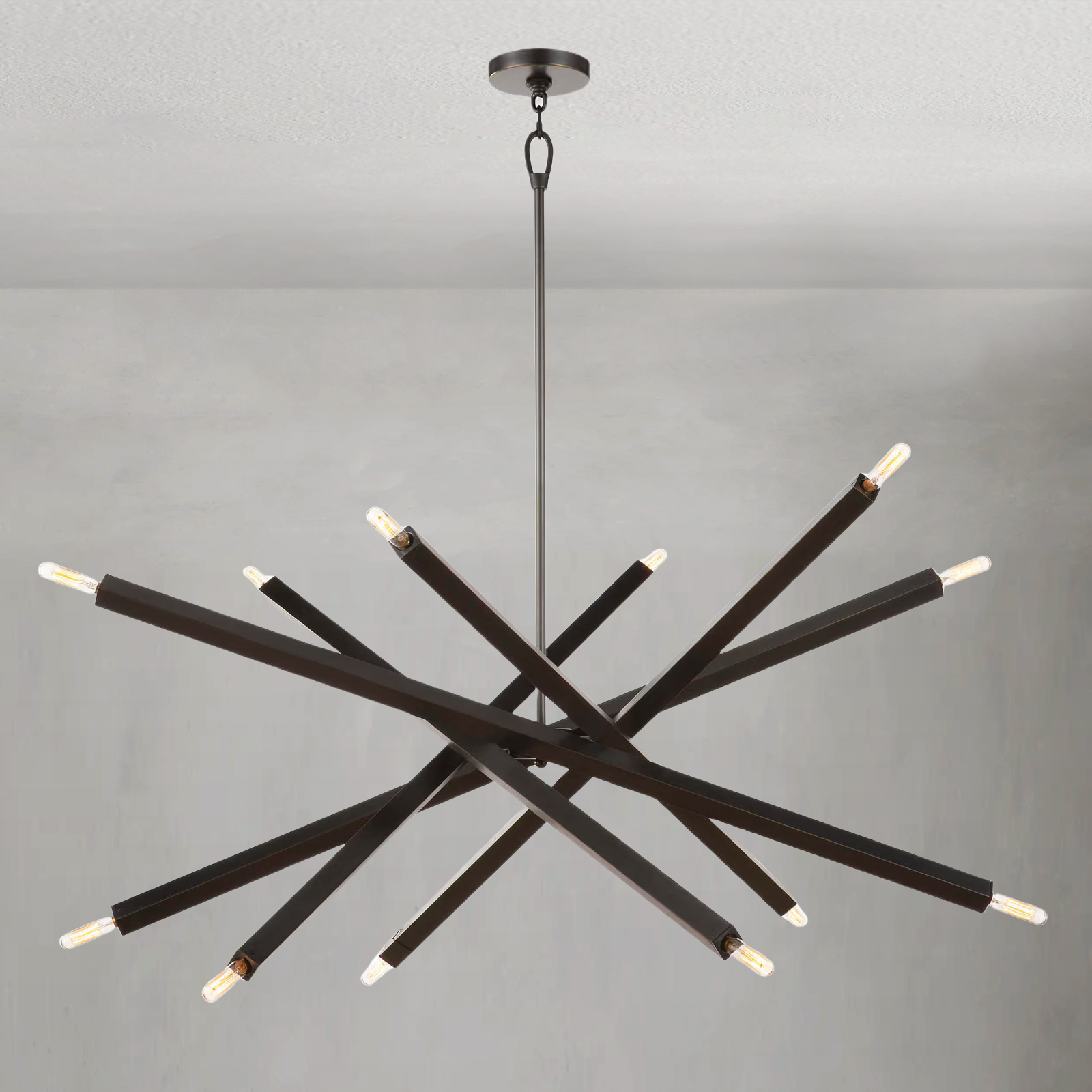 Riviko Kinetic Brass 12-Light Chandelier - Background Shot