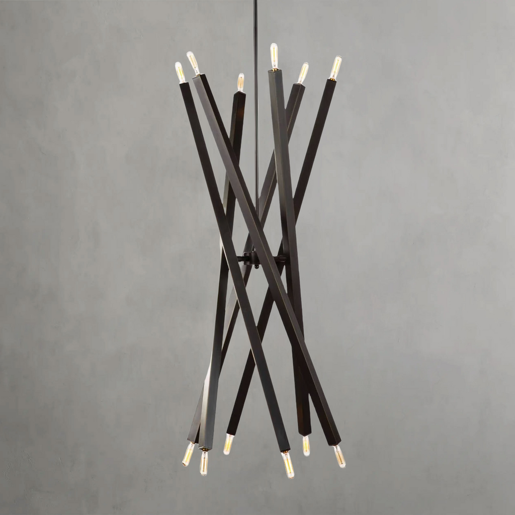 Riviko Kinetic Brass 12-Light Chandelier - Background Shot