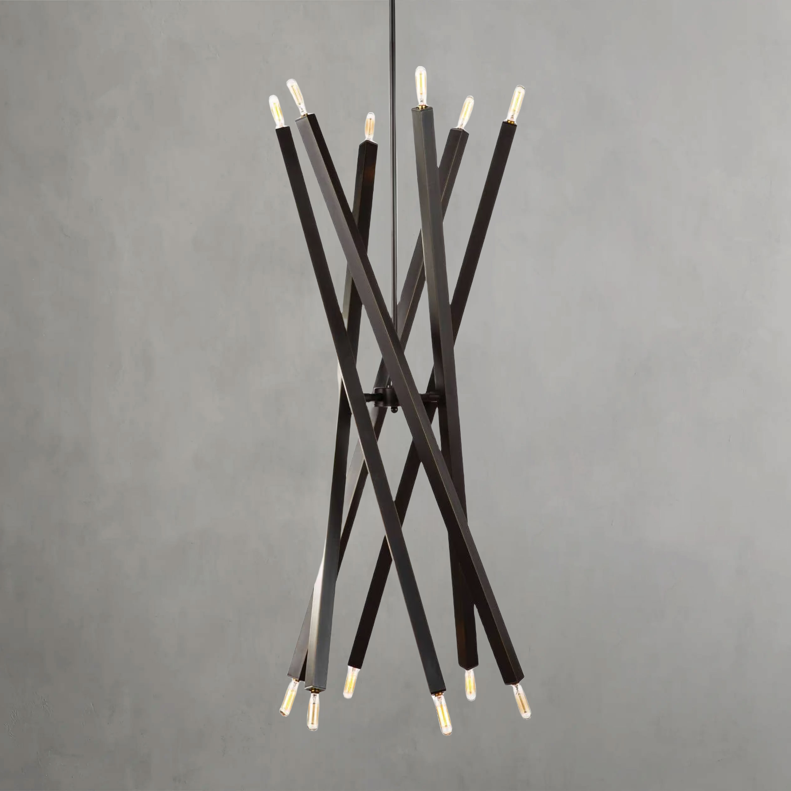 Riviko Kinetic Brass 12-Light Chandelier - Background Shot