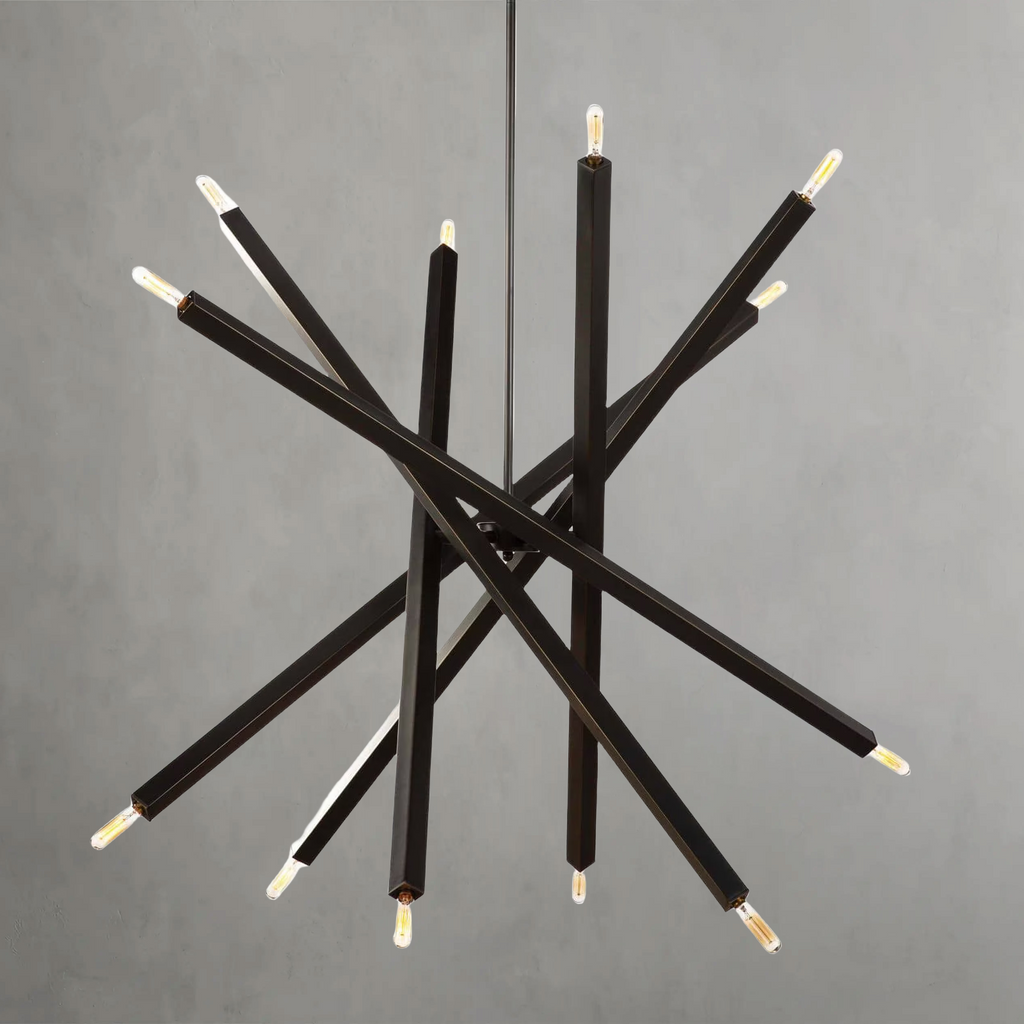 Riviko Kinetic Brass 12-Light Chandelier - Background Shot