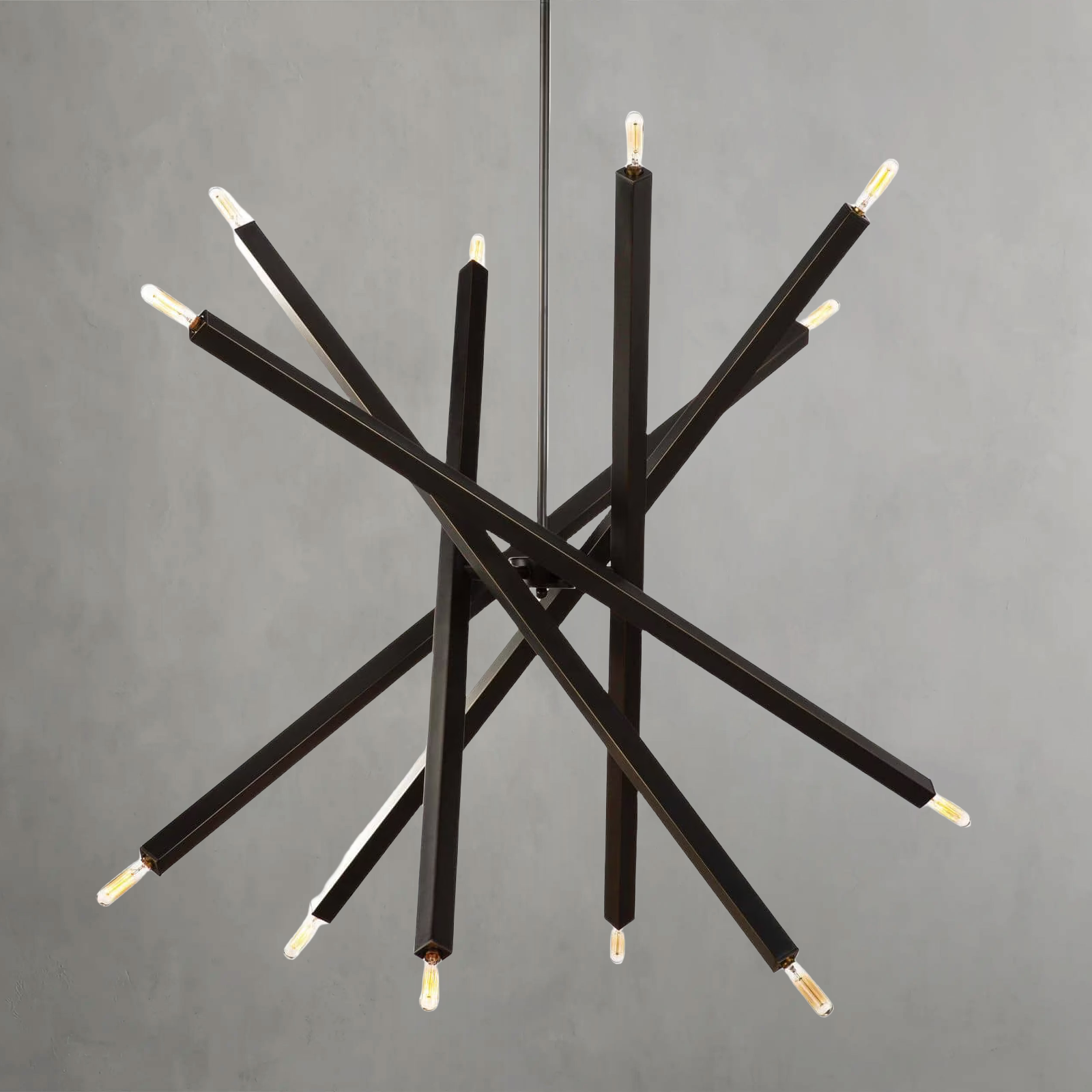 Riviko Kinetic Brass 12-Light Chandelier - Background Shot