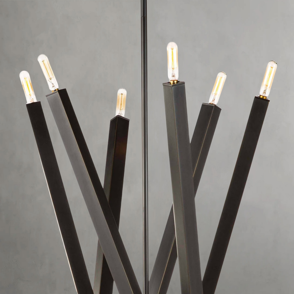 Riviko Kinetic Brass 12-Light Chandelier - Background Shot