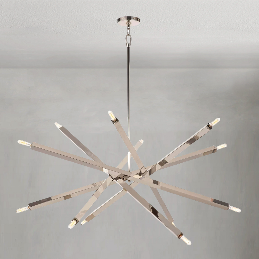 Riviko Kinetic Brass 12-Light Chandelier - Background Shot