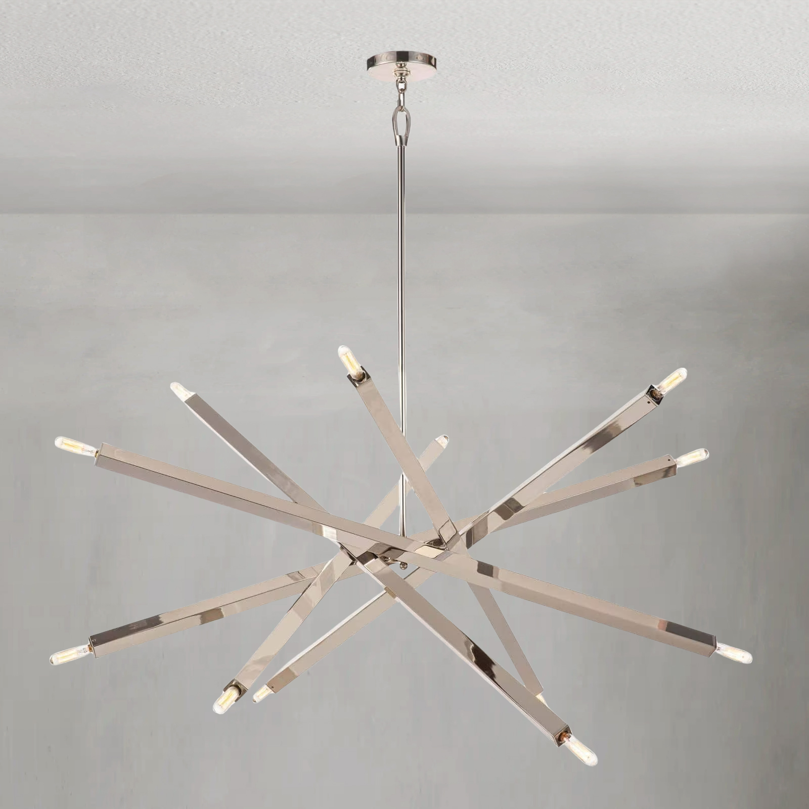 Riviko Kinetic Brass 12-Light Chandelier - Background Shot