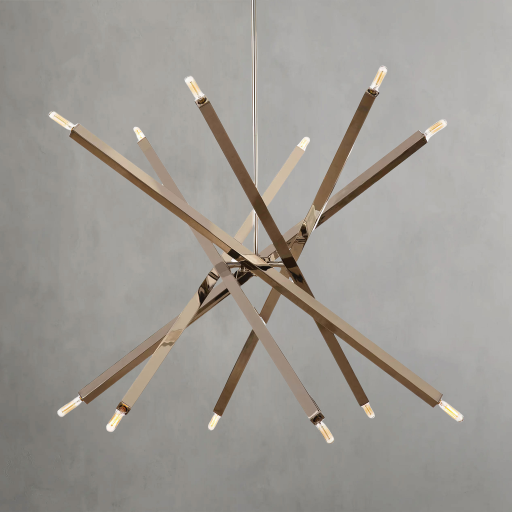 Riviko Kinetic Brass 12-Light Chandelier - Background Shot