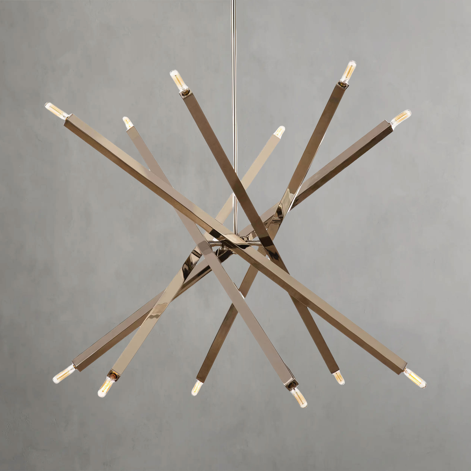 Riviko Kinetic Brass 12-Light Chandelier - Background Shot