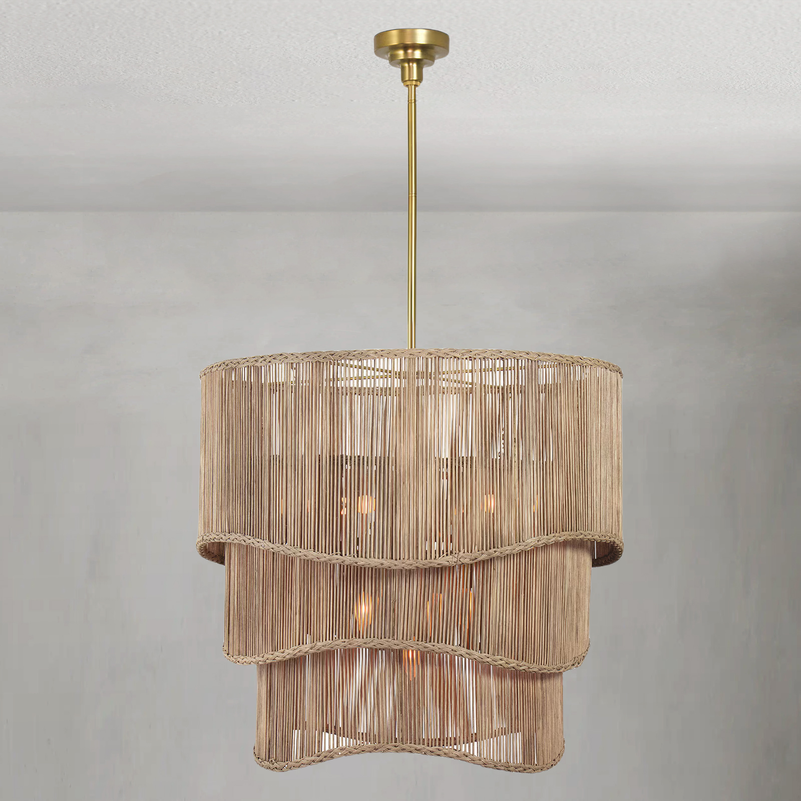 Riviko Veridian Bloom Natural Rattan Chandelier - Background Shot