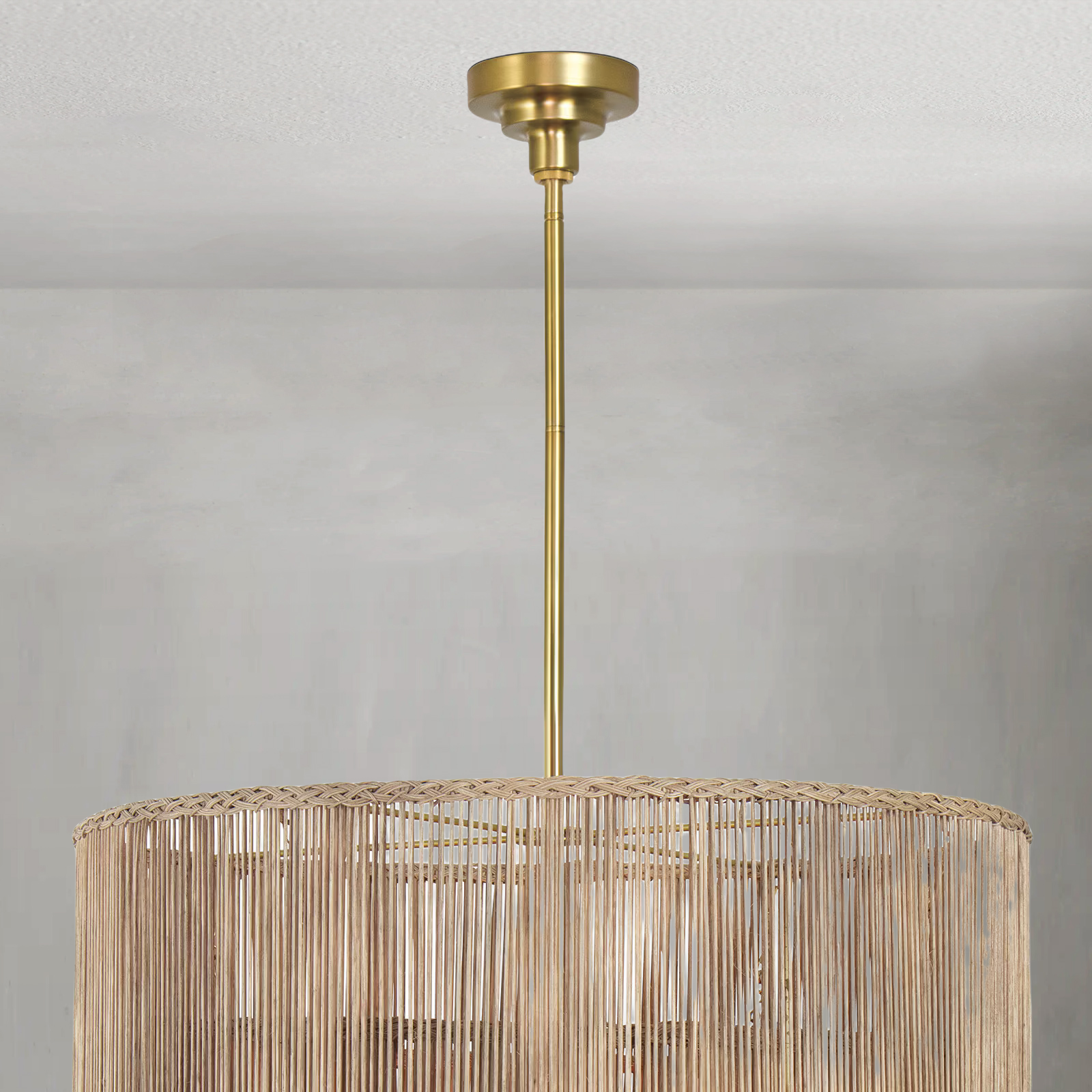 Riviko Veridian Bloom Natural Rattan Chandelier - Background Shot