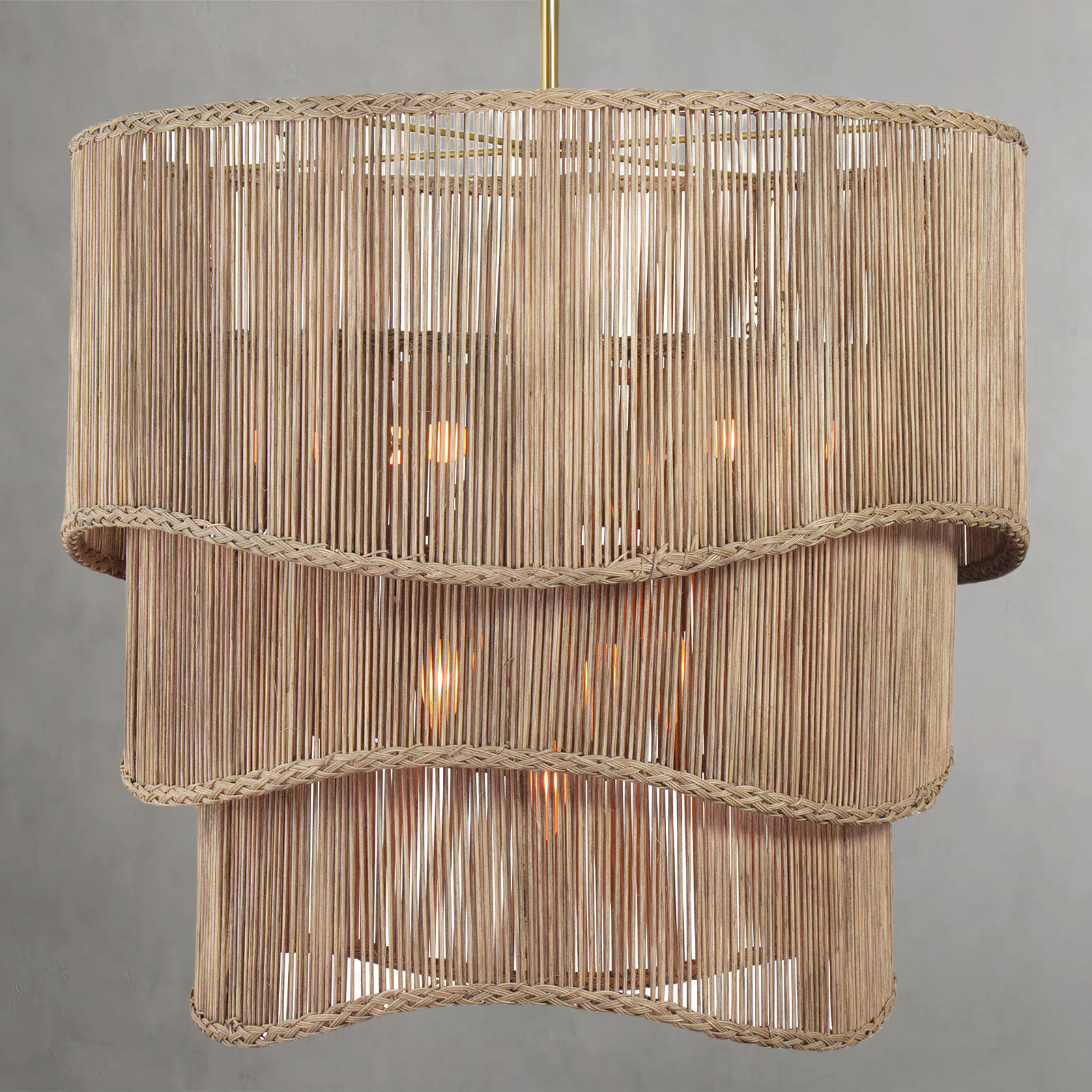 Riviko Veridian Bloom Natural Rattan Chandelier - Background Shot