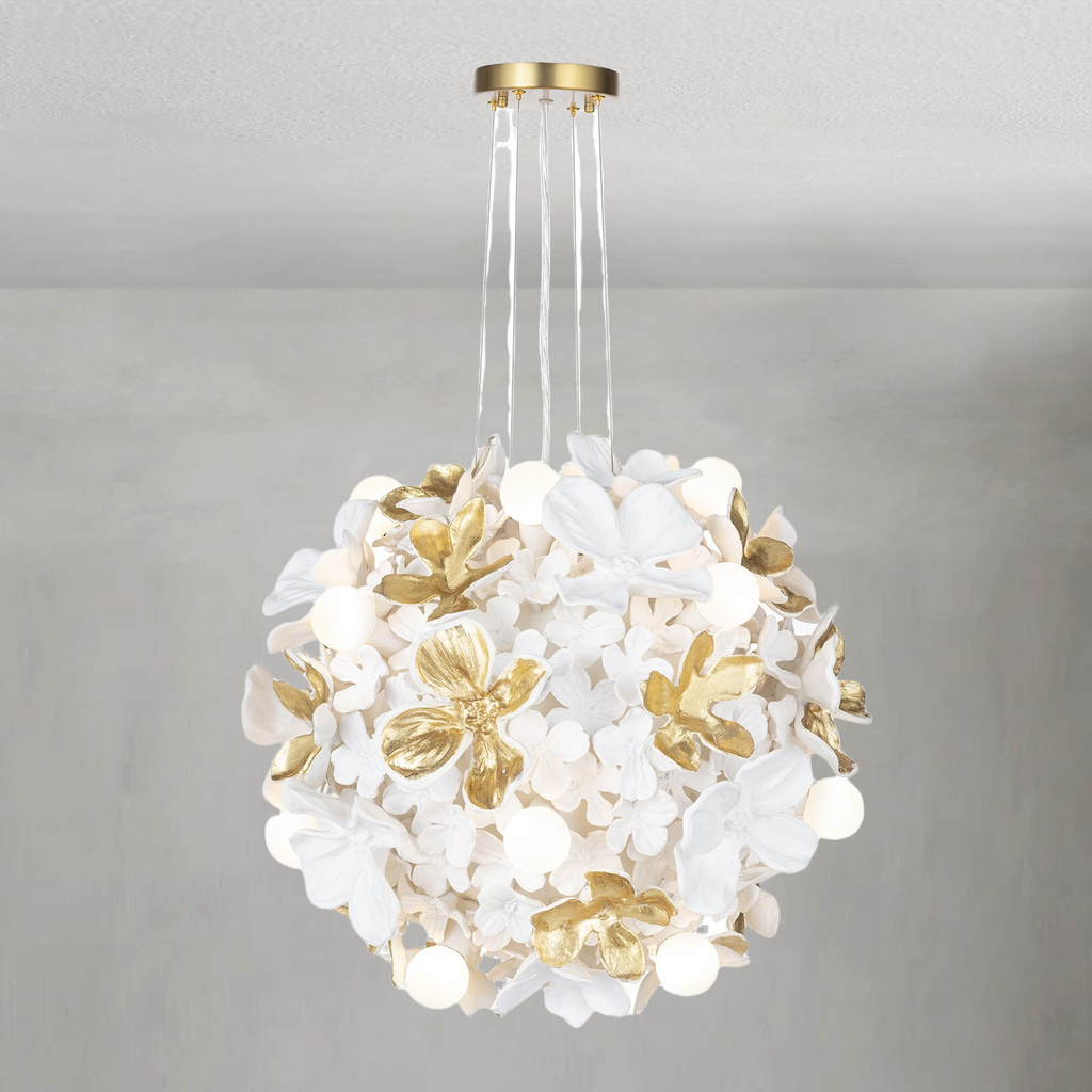 Riviko Floral Bloom Resin Chandelier - formal American dining room