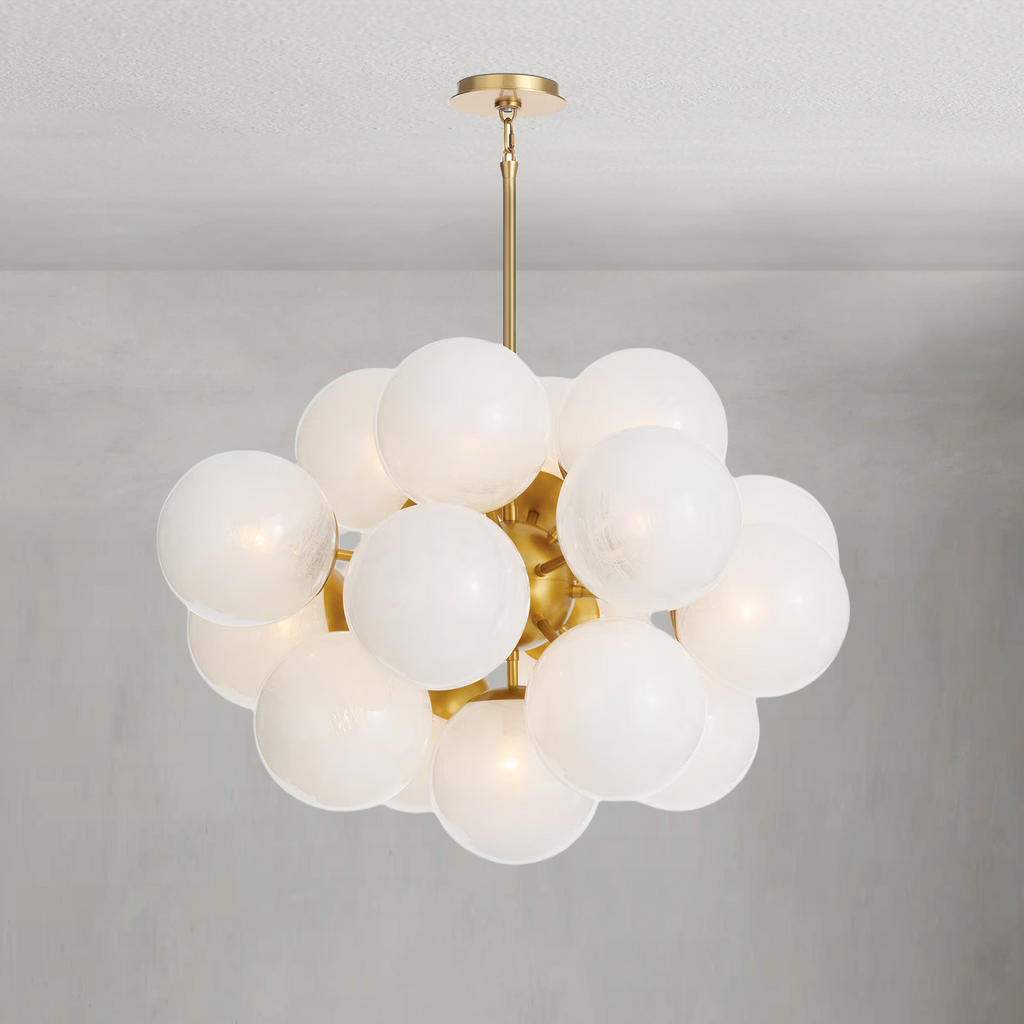 Riviko AuraSphere Brass Glass Chandelier - Background Shot