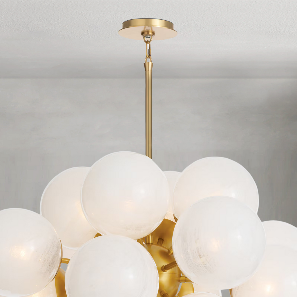 Riviko AuraSphere Brass Glass Chandelier - Background Shot