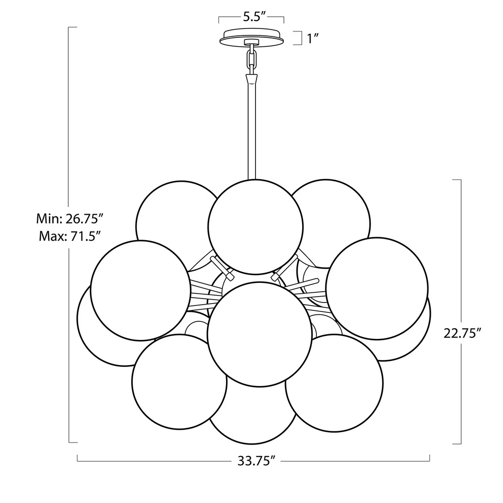 Riviko AuraSphere Brass Glass Chandelier - Background Shot