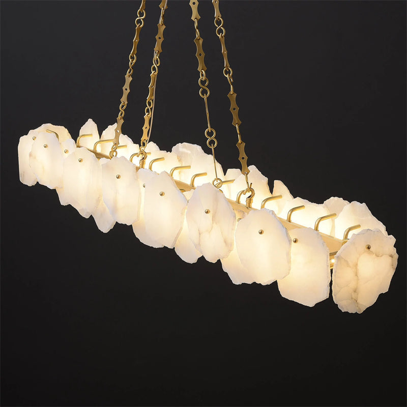 Carlos Alabaster Modern Snowflake Linear Chandelier with Chain chandelier Riviko