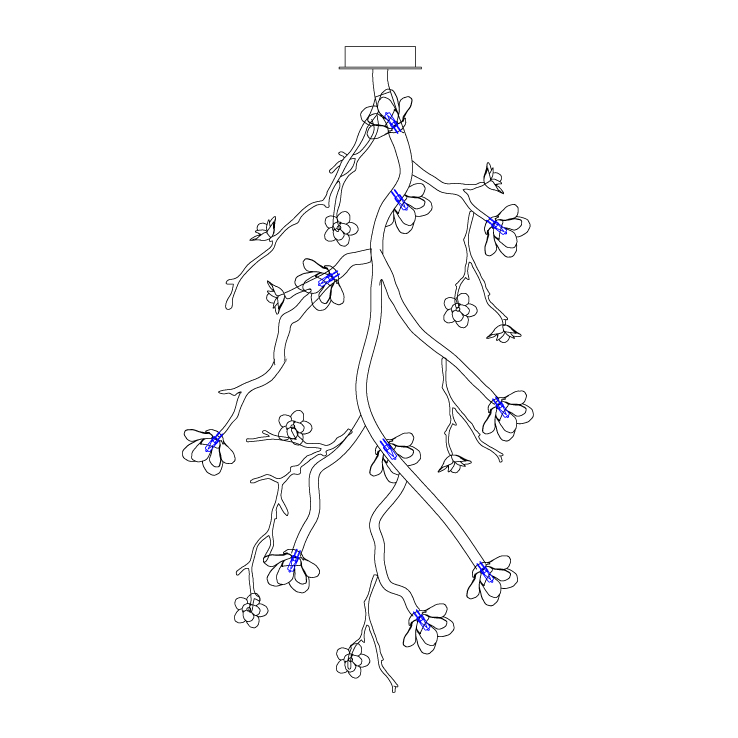 Large Long Branch Flower Chandelier - Yovalighting