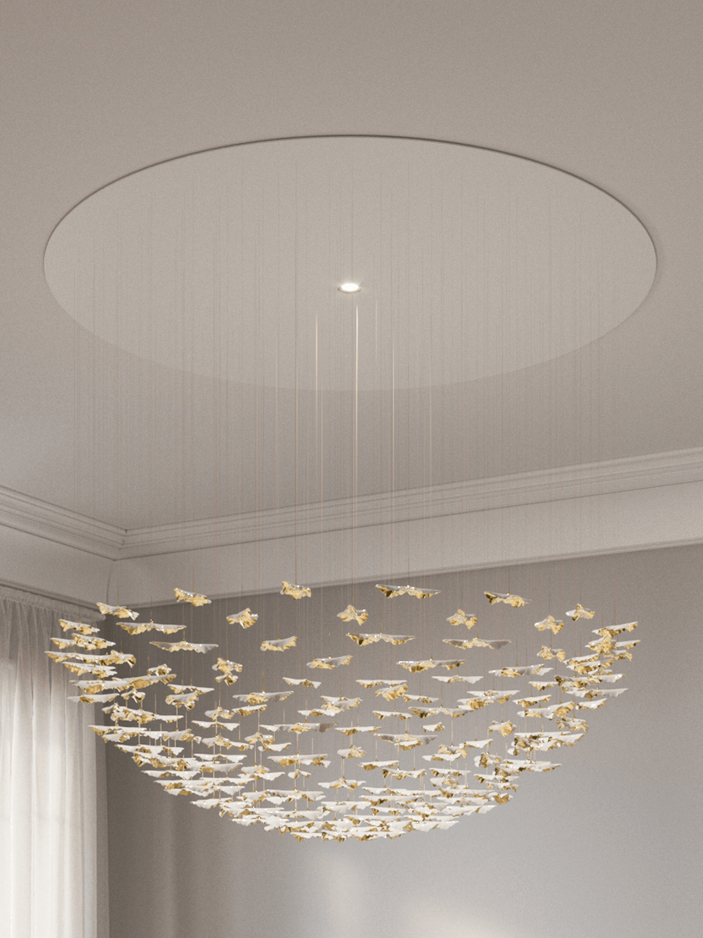 Galaxy Leaf Twisted Sculptural Meteor Shower Crystal Spiral Chandelier