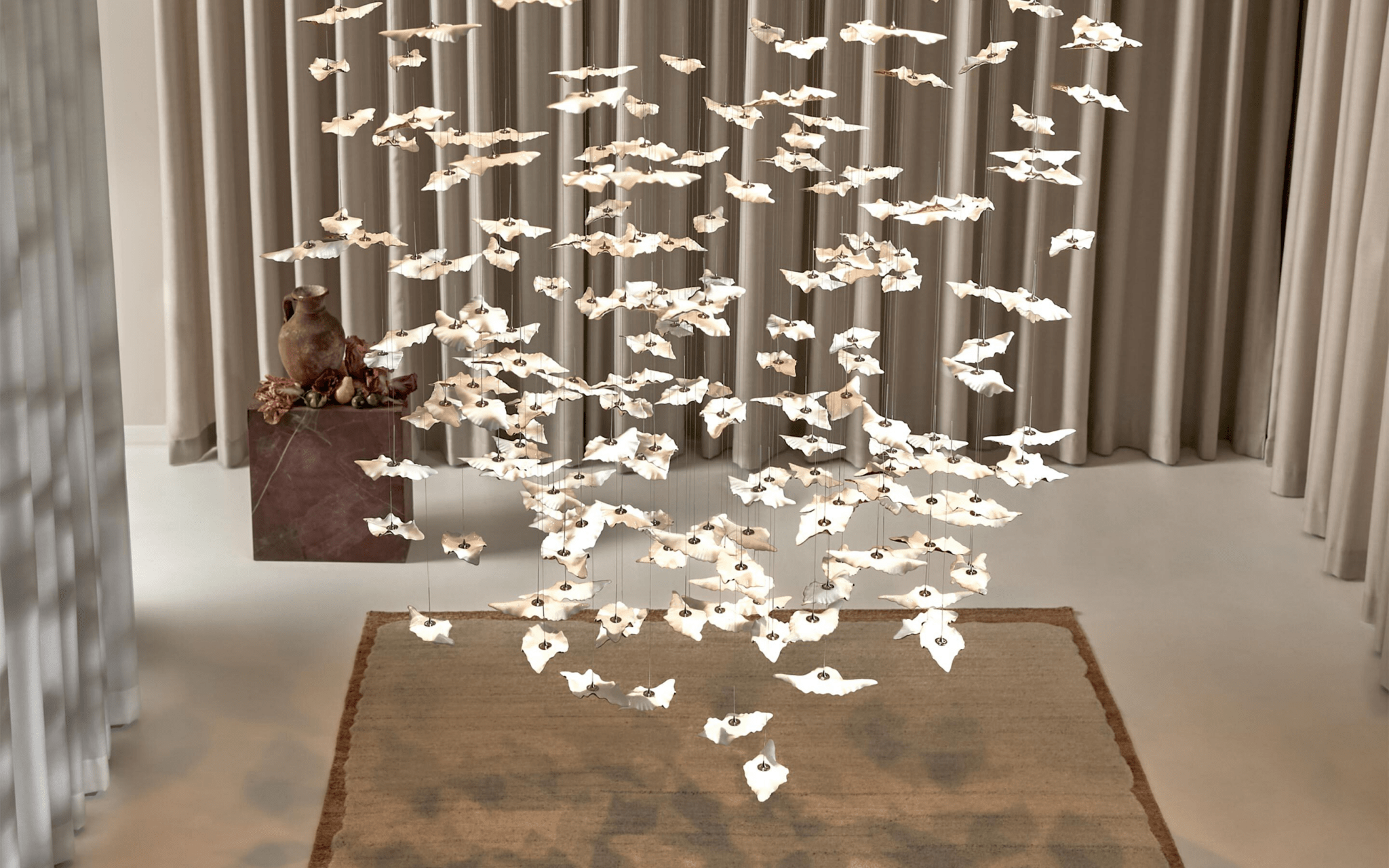Galaxy Leaf Twisted Sculptural Meteor Shower Crystal Spiral Chandelier