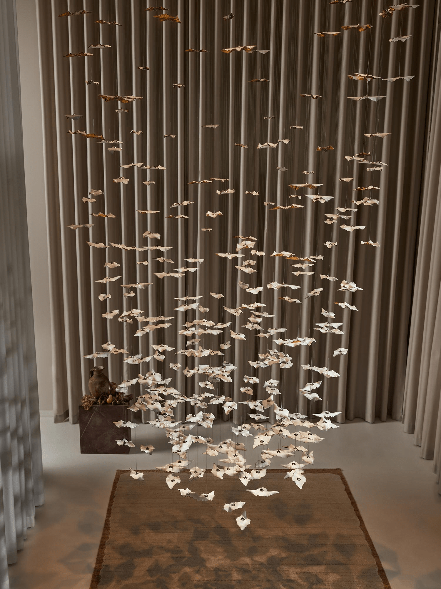Galaxy Leaf Twisted Sculptural Meteor Shower Crystal Spiral Chandelier