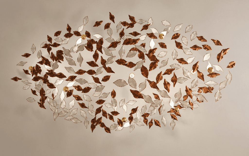 Galaxy Leaf Twisted Sculptural Meteor Shower Crystal Spiral Chandelier