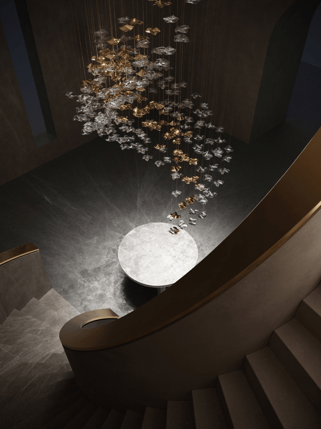 Galaxy Tidal Art Glass Crystal Spiral Chandelier