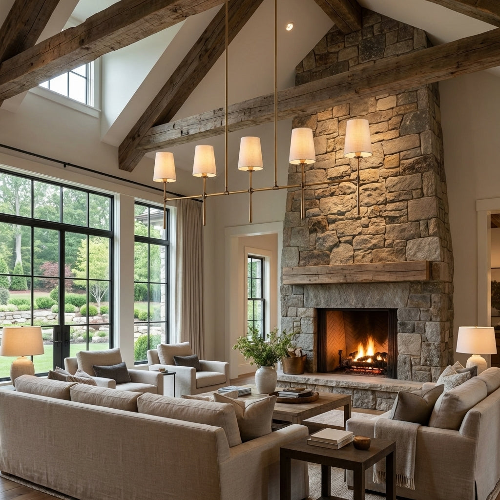 Riviko Rhodes Grandeur Linear Chandelier 5/6 Light - grand American great room