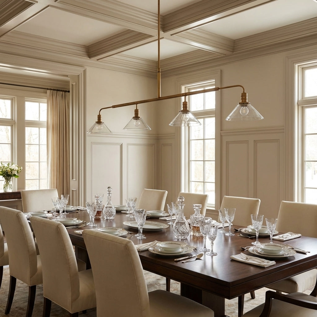 Riviko Theron Linear Chandelier 50"60" - formal American dining room