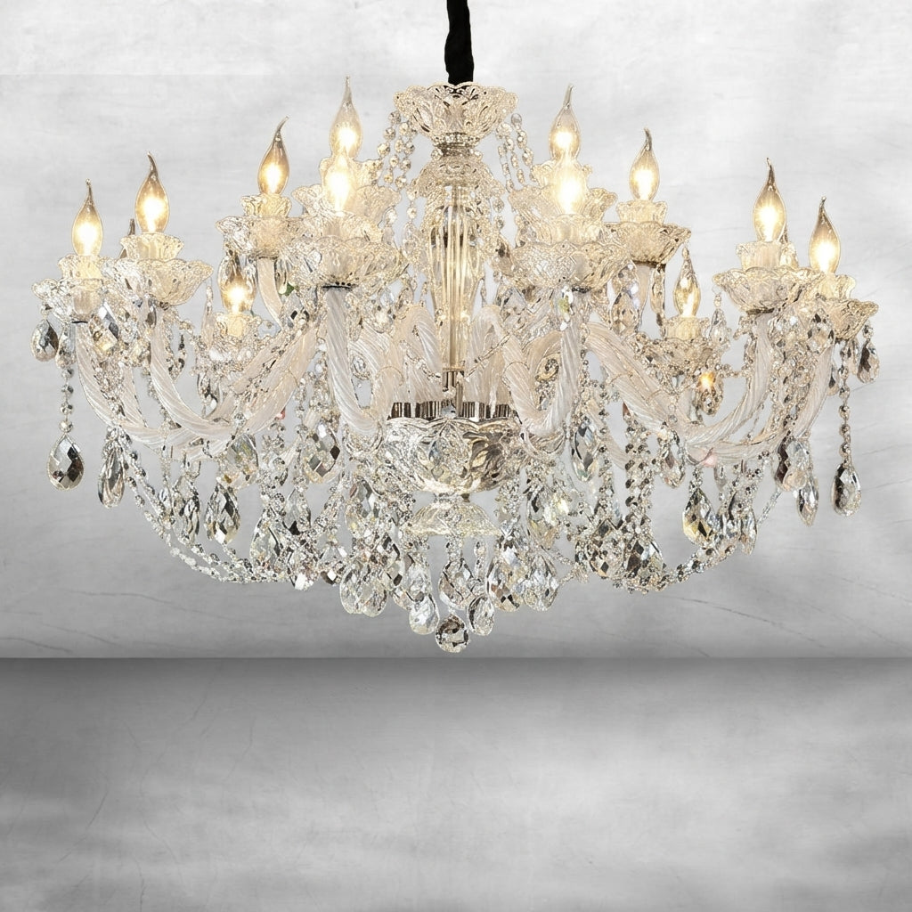 Riviko Veridian Grandeur Crystal Chandelier - Background Shot