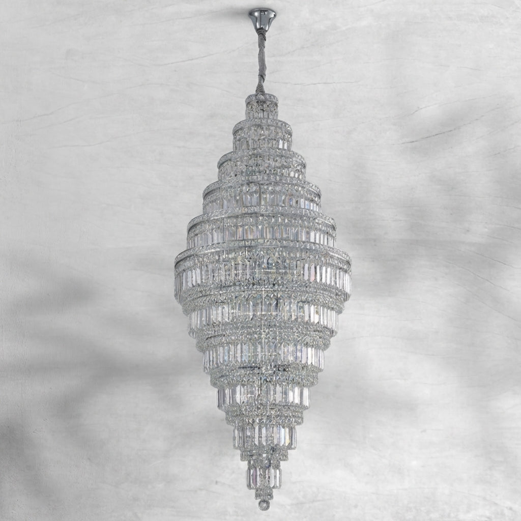 Riviko Grand Lumina Round Extra Large Crystal Chandelier in Silver - Background Shot