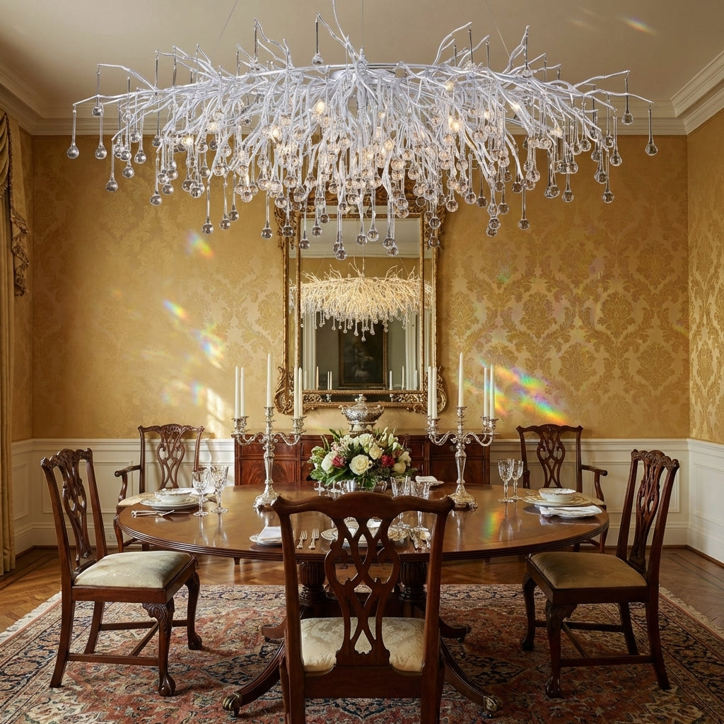 Lumina Haven Arboria Rectangle Branch Chandelier 45"L Silver - formal American dining room