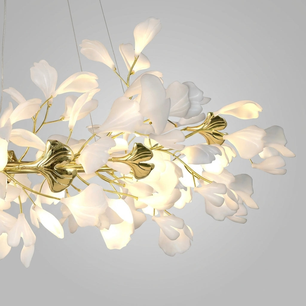 Lumina Haven Veridian Linear Ginkgo Chandelier - Auto Color Shot