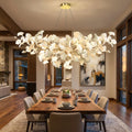 Lumina Haven Veridian Linear Ginkgo Chandelier - American great room dining area