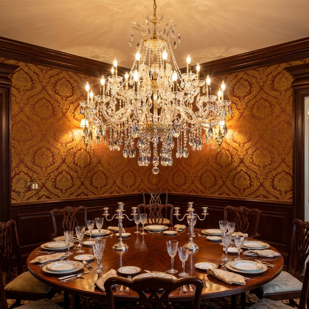 Riviko Grand Lumière Multi-Layered Candle Branch Chandelier for Living Room/Foyer/Stairs - formal American dining room