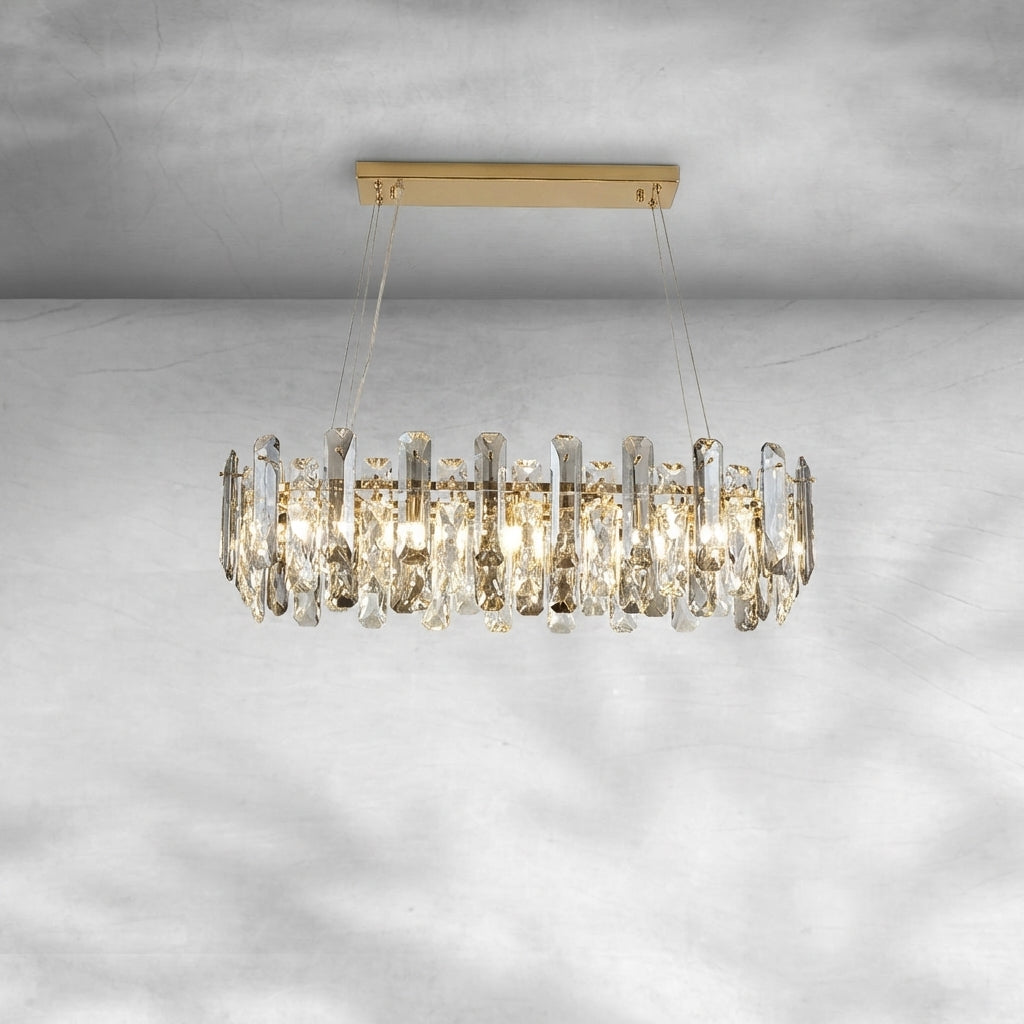 Riviko Aura Grand Round/Rectangle Chandelier with Smoky Gray K9 Crystal - Background Shot