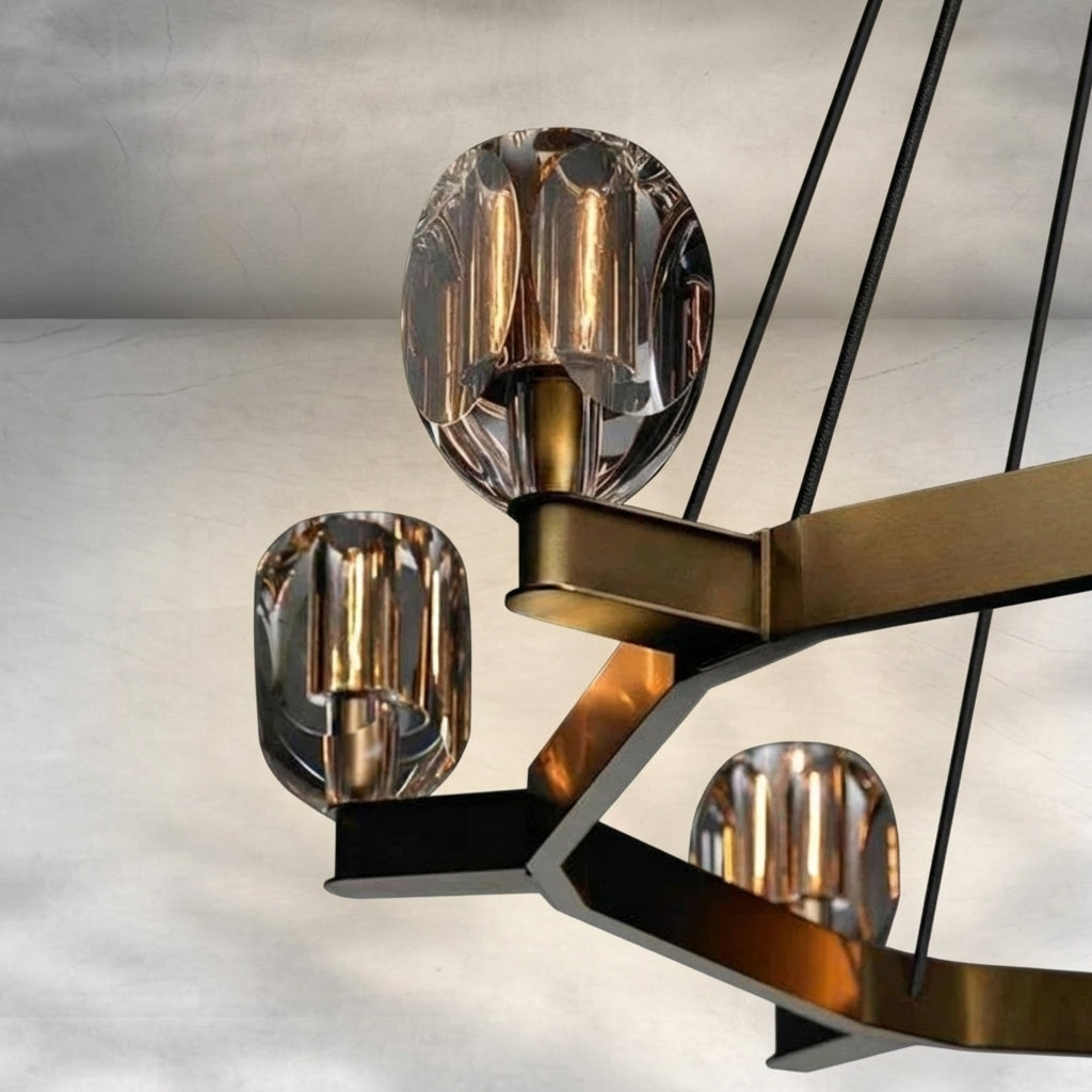 Riviko Veridian Crystal Round Chandelier 60" - Background Shot