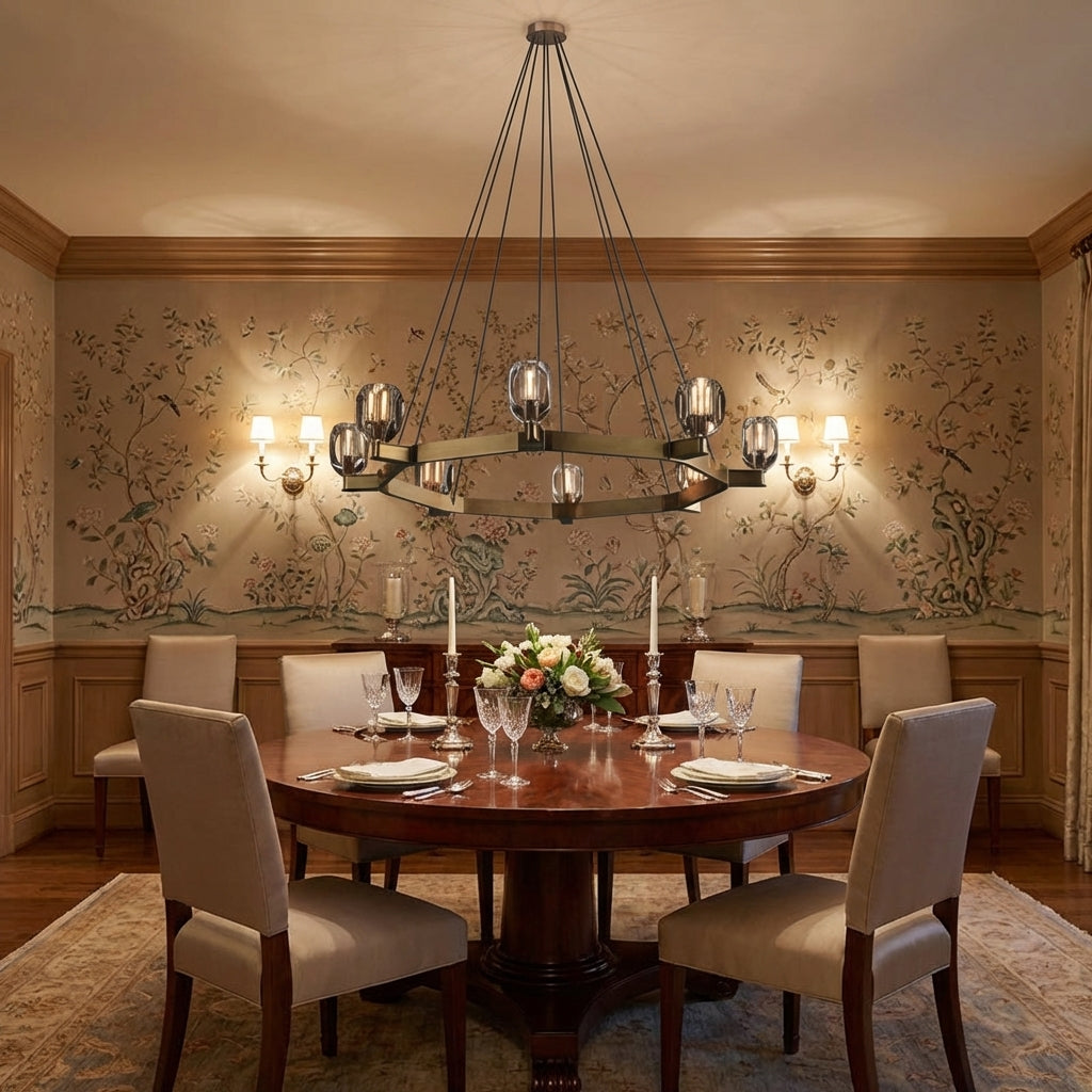 Riviko Veridian Crystal Round Chandelier 60" - formal American dining room