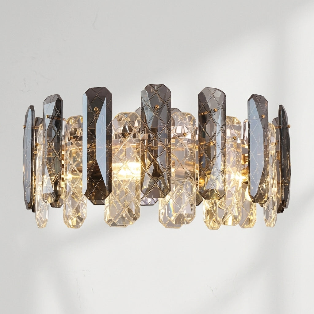 Riviko Aura Grand Round/Rectangle Chandelier with Smoky Gray K9 Crystal - Studio Shot
