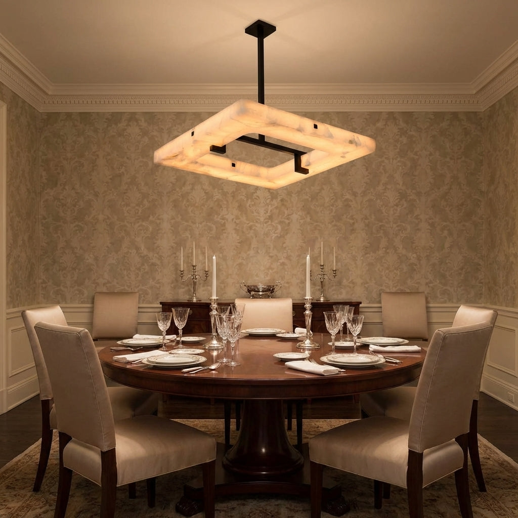 Riviko Aura Square Chandelier 100cm W x 100cm L x 10cm H 39.4" W x 39.4" L x 5.5" H - formal American dining room
