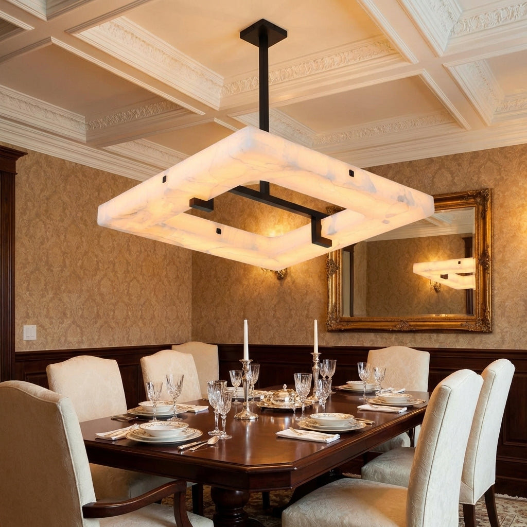 Riviko Aura Square Chandelier 100cm W x 100cm L x 10cm H 39.4" W x 39.4" L x 5.5" H - formal American dining room
