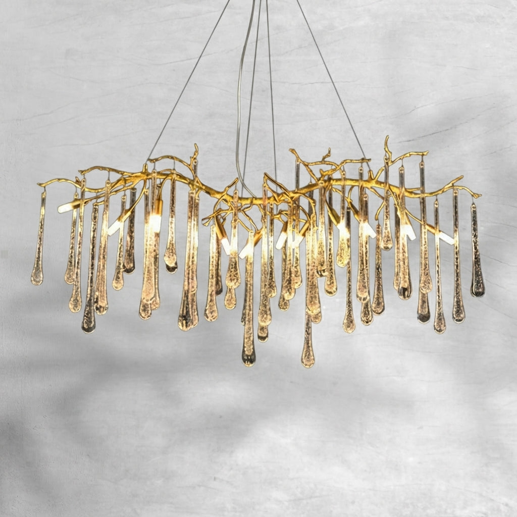 Riviko Verdant Cascade Branch Chandeliers L 33.5"(85cm) x W 15.7"(40cm) x H 19.7"(50cm), L 41.3"(105cm) x W 17.7"(45cm) x H 25.6"(65cm), L 49.2"(125cm) x W 17.7"(45cm) x H 25.6"(65cm), L 59.1"(150cm) x W 17.7"(45cm) x H 25.6"(65cm), L 70.9"(180cm) x W 17.7"(45cm) x H 25.6"(65cm) - Background Shot