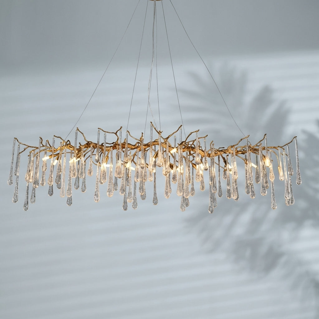 Riviko Verdant Cascade Branch Chandeliers L 33.5"(85cm) x W 15.7"(40cm) x H 19.7"(50cm), L 41.3"(105cm) x W 17.7"(45cm) x H 25.6"(65cm), L 49.2"(125cm) x W 17.7"(45cm) x H 25.6"(65cm), L 59.1"(150cm) x W 17.7"(45cm) x H 25.6"(65cm), L 70.9"(180cm) x W 17.7"(45cm) x H 25.6"(65cm) - Studio Shot