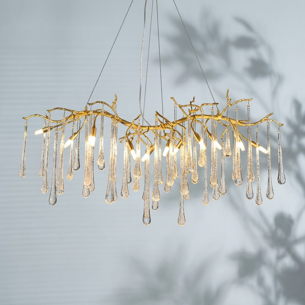 Riviko Verdant Cascade Branch Chandeliers L 33.5"(85cm) x W 15.7"(40cm) x H 19.7"(50cm), L 41.3"(105cm) x W 17.7"(45cm) x H 25.6"(65cm), L 49.2"(125cm) x W 17.7"(45cm) x H 25.6"(65cm), L 59.1"(150cm) x W 17.7"(45cm) x H 25.6"(65cm), L 70.9"(180cm) x W 17.7"(45cm) x H 25.6"(65cm) - Studio Shot