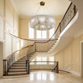 Riviko Alabaster Bloom Round Chandelier - dramatic American stairwell with soaring ceiling