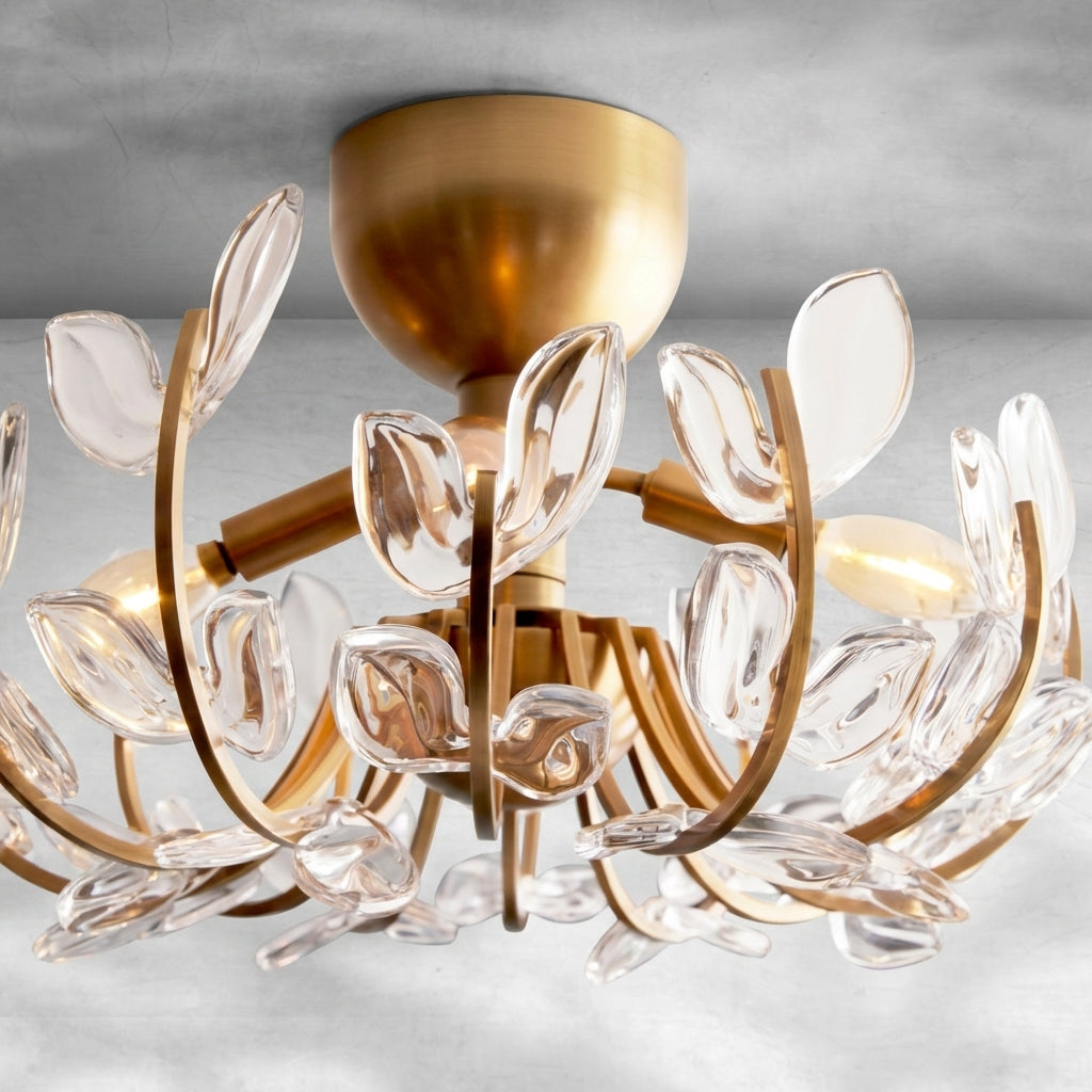 Riviko Petal Bloom Brass Flushmount - Background Shot